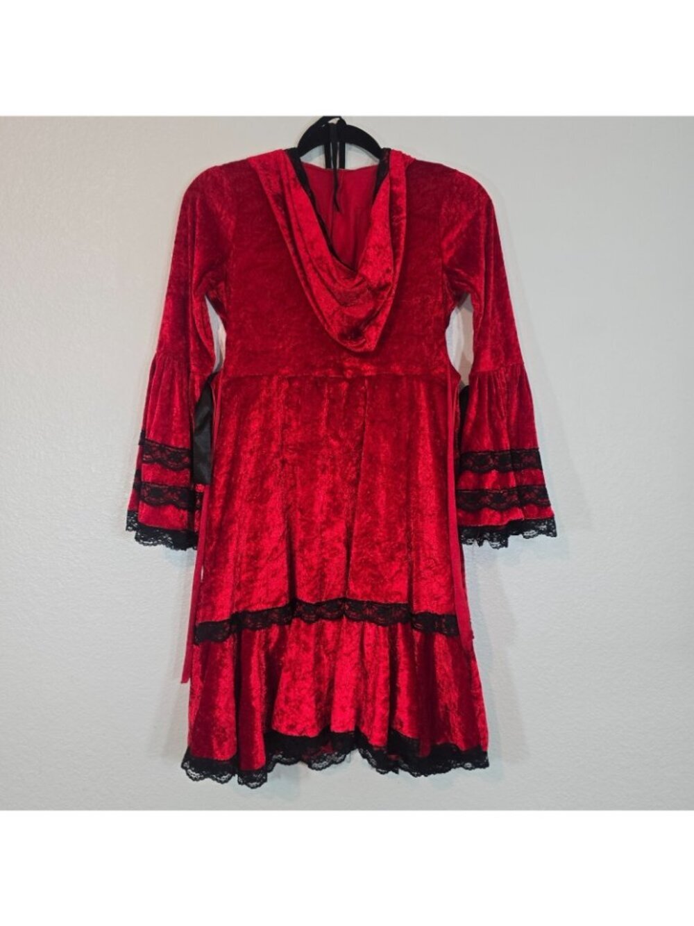 Strangeling Red Riding Hood Costume Dress Youth Large Velvet Gothic Cosplay - Picture 2 of 10